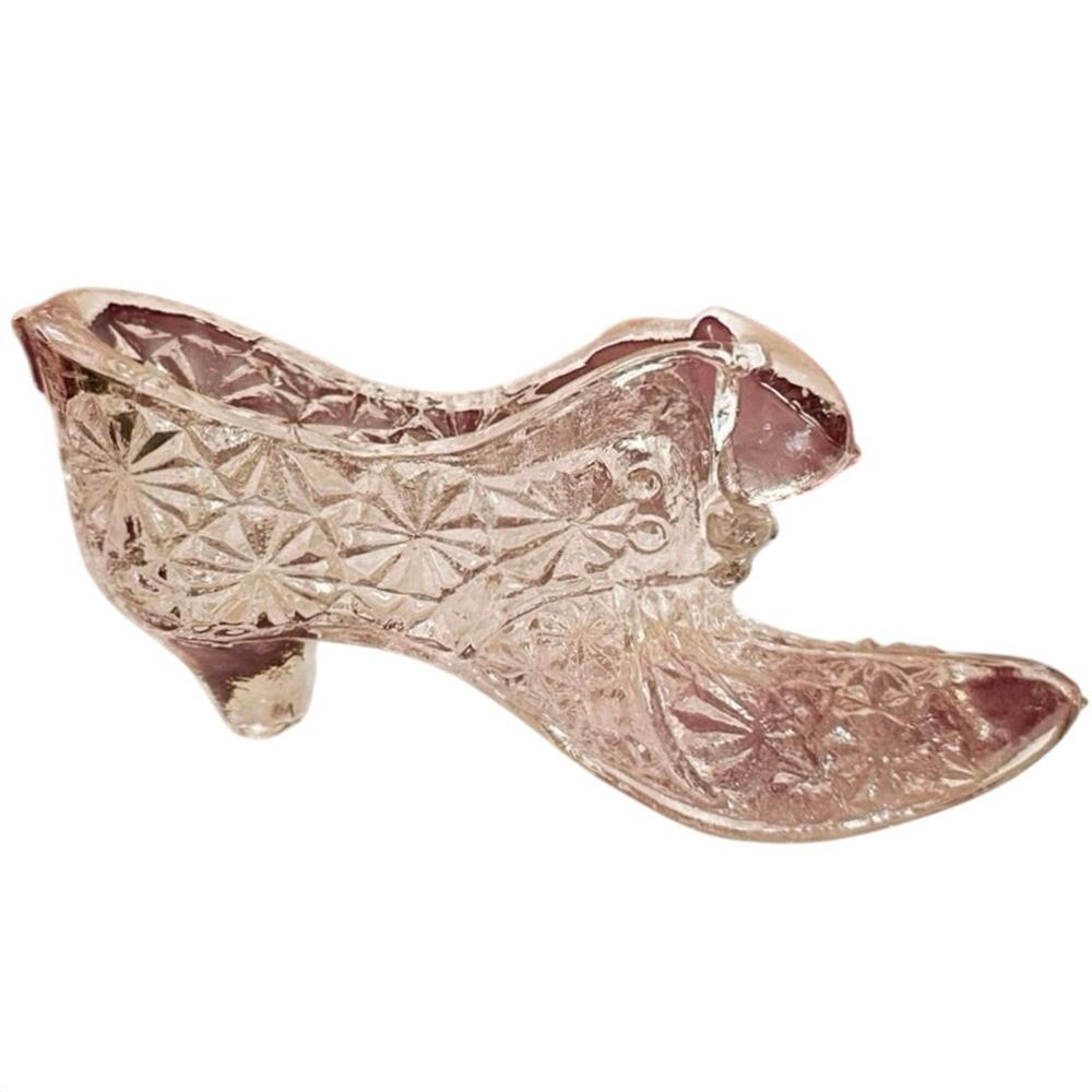 Fenton Daisy & Button Cat Slipper • Pink • Vintage Glass • 6”